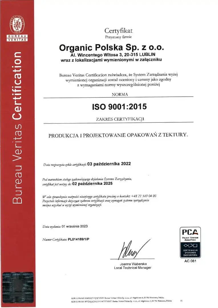 Luomu Puola - ISO 9001 norma-sertifikaatti01
